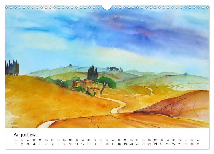 Produktbild: Aquarelle - quer durch Europa (Wandkalender 2026 DIN A3 quer), CALVENDO Monatskalender