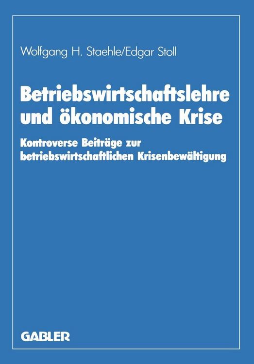 Produktbild: Betriebswirtschaftslehre und &ouml;konomische Krise