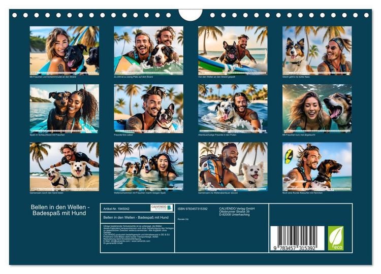 Produktbild: Bellen in den Wellen - Badespa&szlig; mit Hund (Wandkalender 2026 DIN A4 quer), CALVENDO Monatskalender