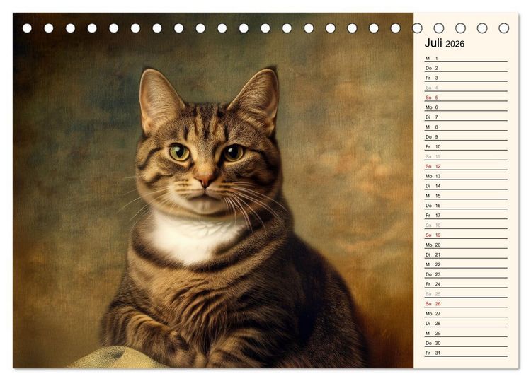 Produktbild: Katzen schaffen Kunst (Tischkalender 2026 DIN A5 quer), CALVENDO Monatskalender