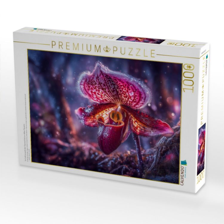Produktbild: CALVENDO Puzzle Im Licht erwacht der Frauenschuh zur stillen T&auml;nzerin | 1000 Teile Lege-Gr&ouml;&szlig;e 64x48cm Foto-Puzzle f&uuml;r gl&uuml;ckliche Stunden