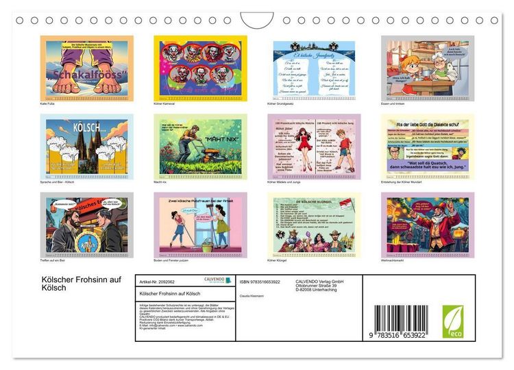 Produktbild: K&ouml;lscher Frohsinn auf K&ouml;lsch (Wandkalender 2026 DIN A4 quer), CALVENDO Monatskalender