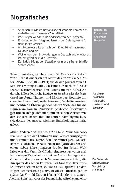Produktbild: Klett Lekt&uuml;rehilfen Alfred Andersch, Sansibar oder der letzte Grund