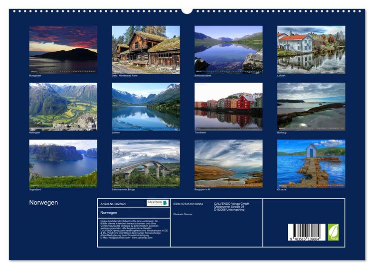 Produktbild: Norwegen (hochwertiger Premium Wandkalender 2026 DIN A2 quer), Kunstdruck in Hochglanz