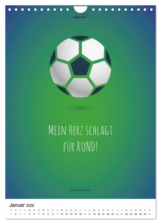 Produktbild: vollgeherzt: Der lustige Zitate-Wandkalender f&uuml;r Fu&szlig;ballfans und Sportbegeisterte! (Wandkalender 2026 DIN A4 hoch), CALVENDO Monatskalender
