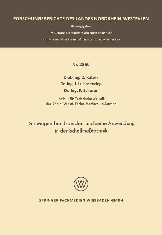 Produktbild: Der Magnetbandspeicher und seine Anwendung in der Schallme&szlig;technik