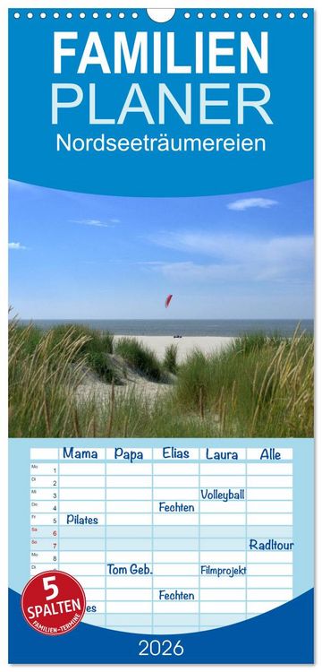 Produktbild: Familienplaner 2026 - Nordseetr&auml;umereien mit 5 Spalten (Wandkalender, 21 x 45 cm) CALVENDO