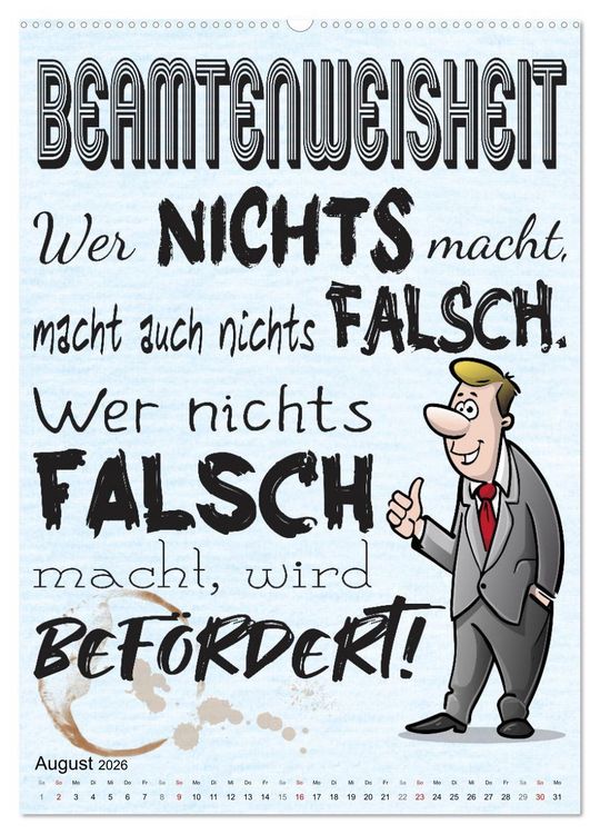 Produktbild: Beamten-Spr&uuml;che (hochwertiger Premium Wandkalender 2026 DIN A2 hoch), Kunstdruck in Hochglanz