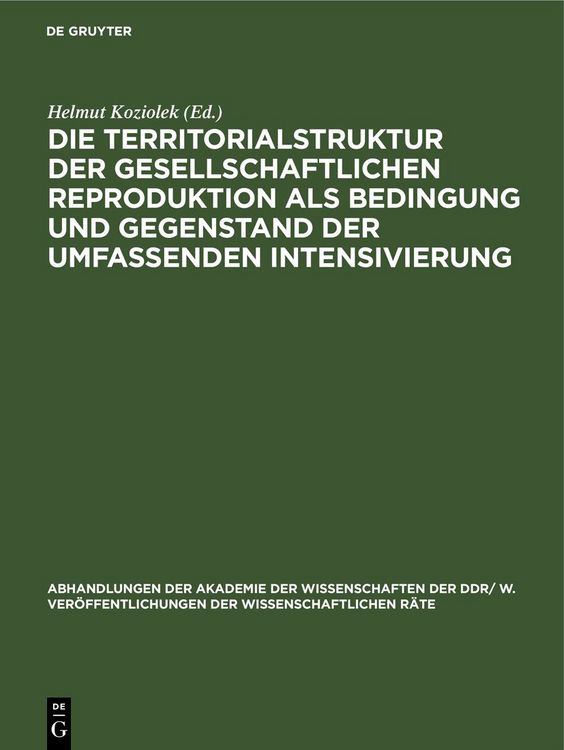Produktbild: Die Territorialstruktur der gesellschaftlichen Reproduktion als Bedingung und Gegenstand der umfassenden Intensivierung