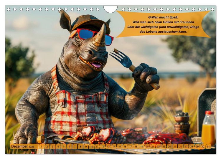 Produktbild: Tierisch lustige Grillmeister (Wandkalender 2026 DIN A4 quer), CALVENDO Monatskalender