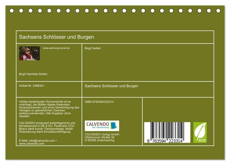 Produktbild: Sachsens Schl&ouml;sser und Burgen (Tischkalender 2027 DIN A5 quer), CALVENDO Monatskalender