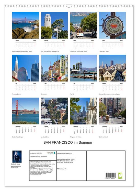Produktbild: SAN FRANCISCO im Sommer (Wandkalender 2026 DIN A2 hoch), CALVENDO Monatskalender