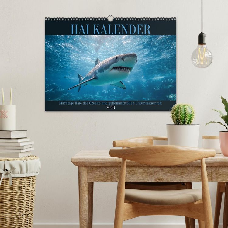 Produktbild: Hai Kalender - M&auml;chtige Haie der Ozeane und geheimnisvollen Unterwasserwelt (Wandkalender 2026 DIN A3 quer), CALVENDO Monatskalender