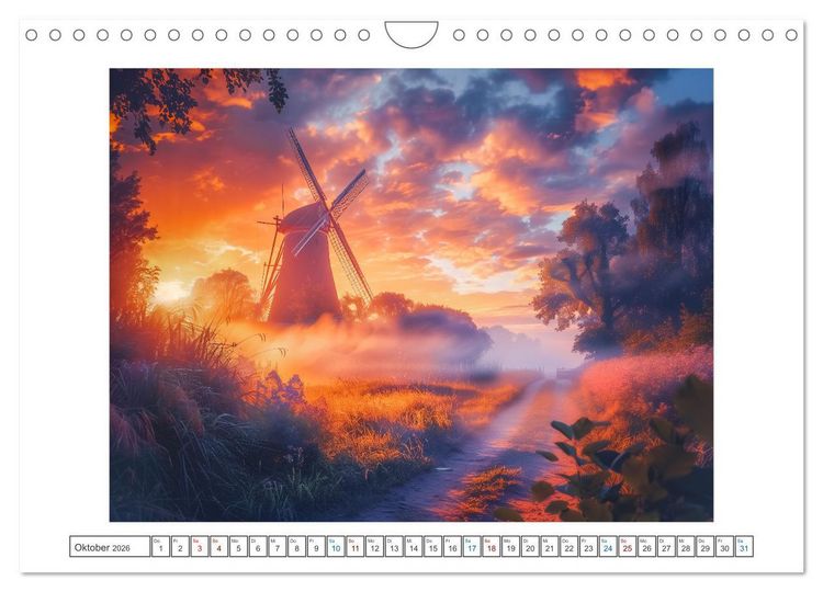 Produktbild: Im Reich der Windm&uuml;hlen (Wandkalender 2026 DIN A4 quer), CALVENDO Monatskalender
