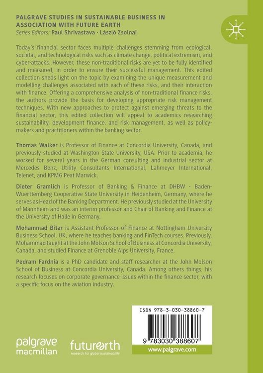 Produktbild: Ecological, Societal, and Technological Risks and the Financial Sector
