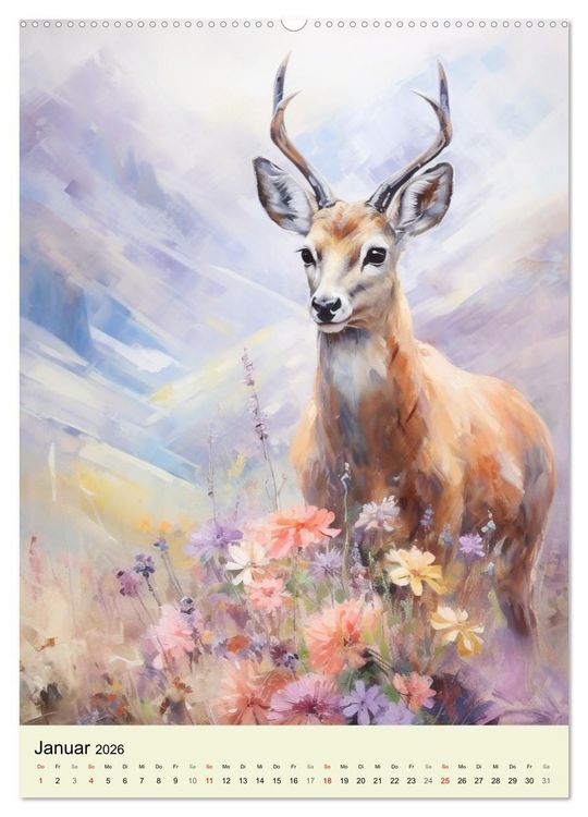 Produktbild: Europas Wildtiere. Aquarelle von den Bewohnern der W&auml;lder und Berge (hochwertiger Premium Wandkalender 2026 DIN A2 hoch), Kunstdruck in Hochglanz