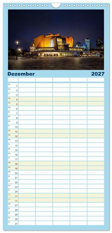 Produktbild: Familienplaner 2027 - Eine Reise durch Berlin bei Nacht mit 5 Spalten (Wandkalender, 21 x 45 cm) CALVENDO