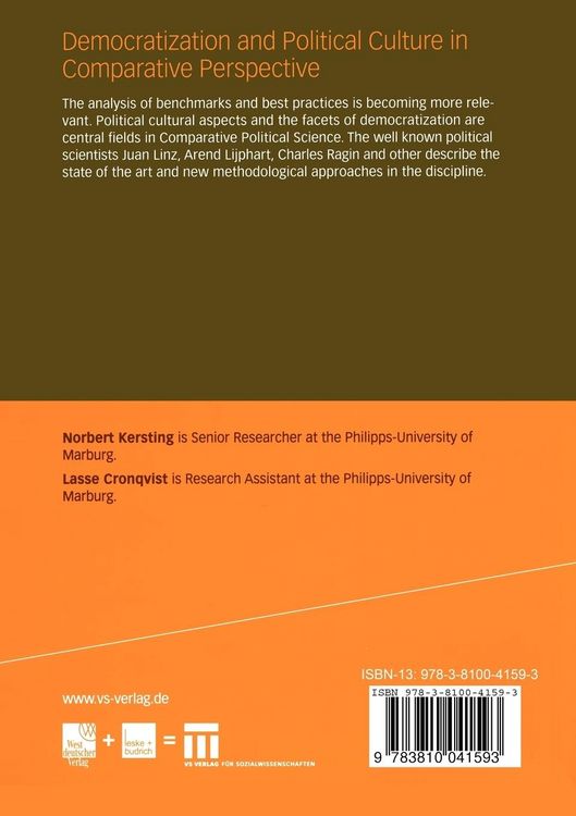 Produktbild: Democratization and Political Culture in Comparative Perspective