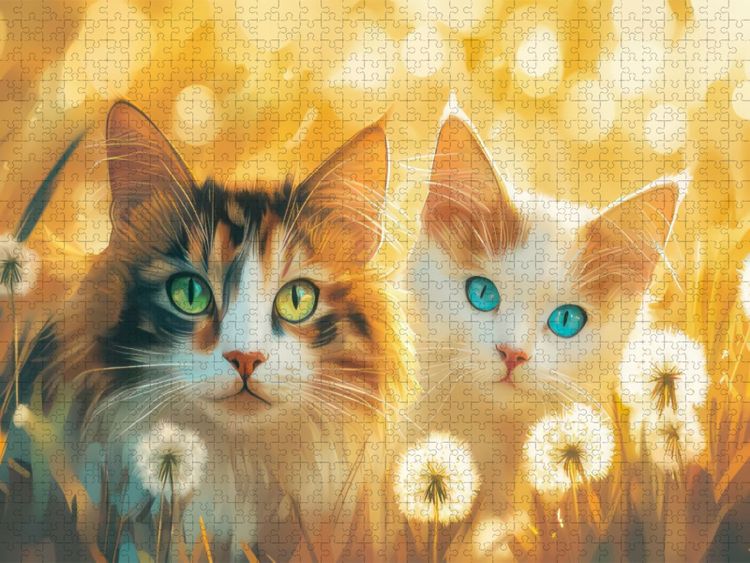 Produktbild: CALVENDO Puzzle Katzen Illustrationen | 1000 Teile Lege-Gr&ouml;&szlig;e 64x48cm Foto-Puzzle f&uuml;r gl&uuml;ckliche Stunden