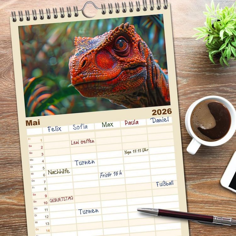Produktbild: Familienplaner 2026 - Vergessene Wunder - Ein Jahr mit ausgestorbenen Tieren mit 5 Spalten (Wandkalender, 21 x 45 cm) CALVENDO