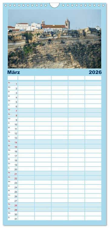 Produktbild: Familienplaner 2026 - Portugals Atlantikk&uuml;ste mit 5 Spalten (Wandkalender, 21 x 45 cm) CALVENDO