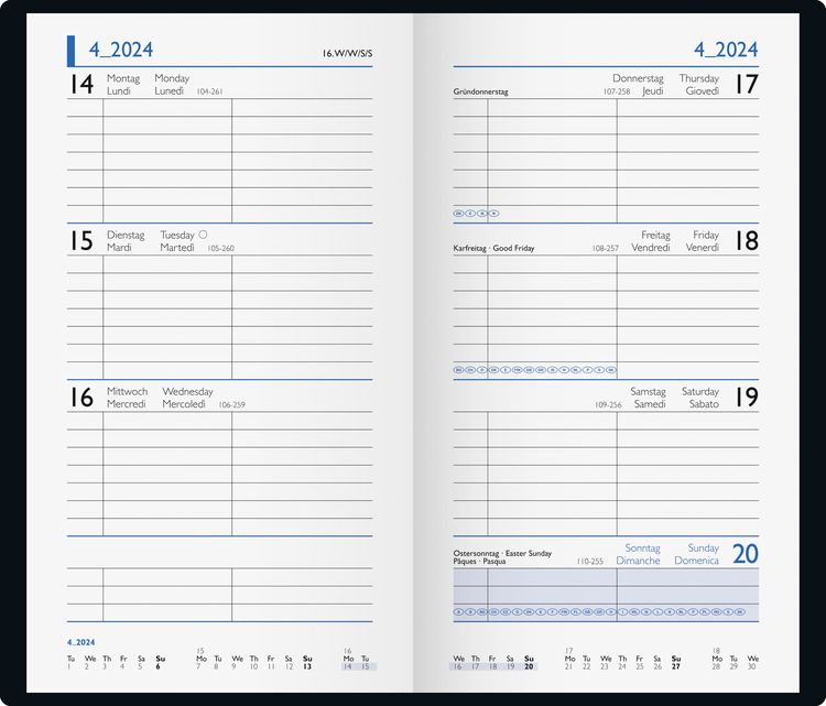 Produktbild: Brunnen Taschenkalender9x15cm 2S/1W gr&uuml;n