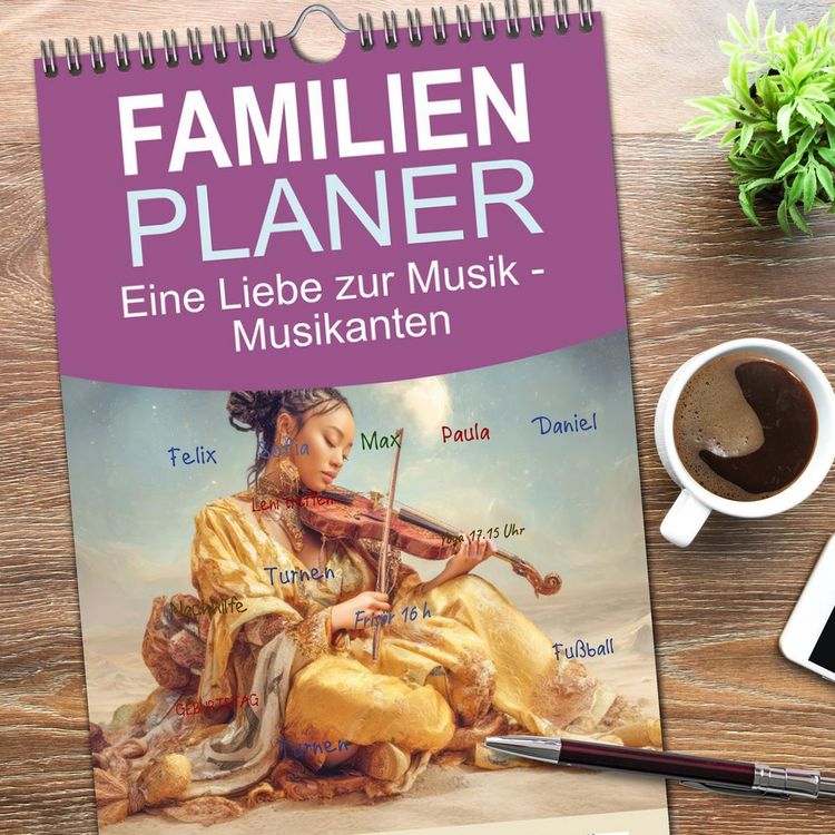 Produktbild: Familienplaner 2026 - Eine Liebe zur Musik - Musikanten mit 5 Spalten (Wandkalender, 21 x 45 cm) CALVENDO