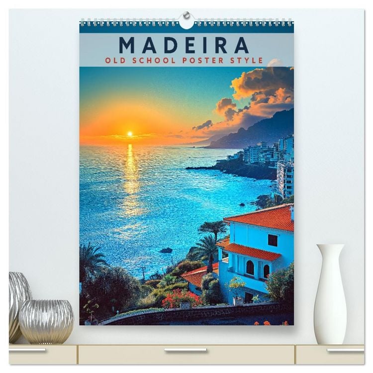 Produktbild: Madeira - Old School Poster Style (hochwertiger Premium Wandkalender 2026 DIN A2 hoch), Kunstdruck in Hochglanz