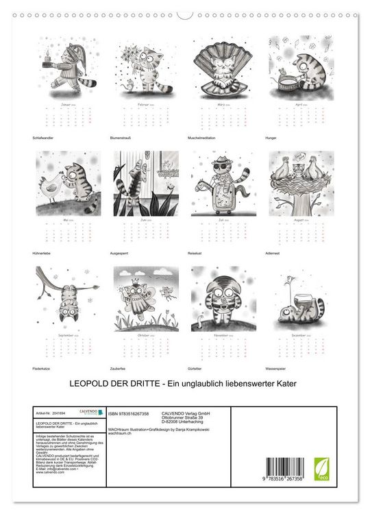 Produktbild: LEOPOLD DER DRITTE - Ein unglaublich liebenswerter Kater (hochwertiger Premium Wandkalender 2026 DIN A2 hoch), Kunstdruck in Hochglanz