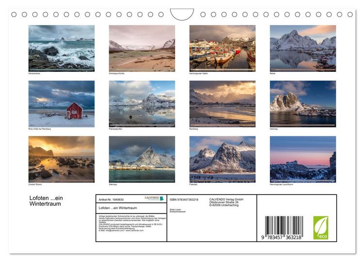Produktbild: Lofoten ...ein Wintertraum (Wandkalender 2026 DIN A4 quer), CALVENDO Monatskalender