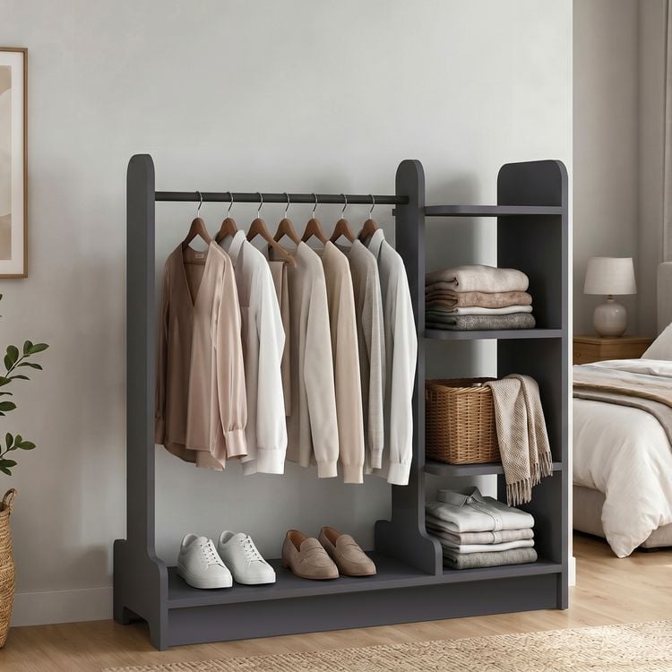 Produktbild: Holz Kleiderst&auml;nder mit Regal & Stange Lempu L