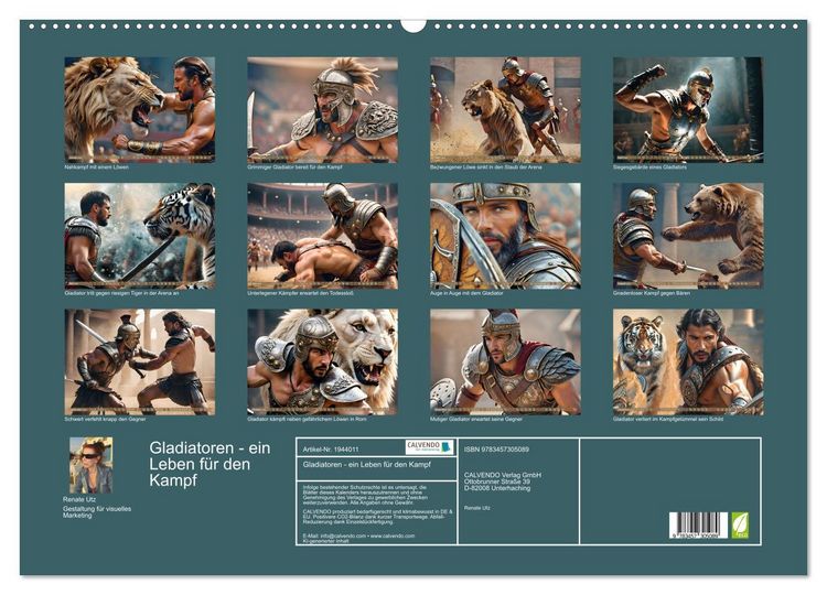 Produktbild: Gladiatoren - ein Leben f&uuml;r den Kampf (Wandkalender 2026 DIN A2 quer), CALVENDO Monatskalender