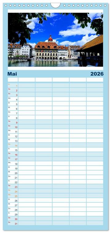 Produktbild: Familienplaner 2026 - Luzern, die Stadt im Zentrum der Schweiz mit 5 Spalten (Wandkalender, 21 x 45 cm) CALVENDO