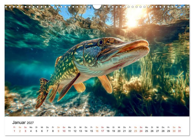 Produktbild: Hecht - J&auml;ger der Tiefe (Wandkalender 2027 DIN A3 quer), CALVENDO Monatskalender