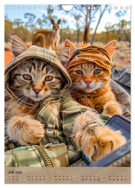 Produktbild: Katzen auf Abenteuerreise - Globetrotter-Katzen entdecke ferne Kulturen (Wandkalender 2026 DIN A4 hoch), CALVENDO Monatskalender
