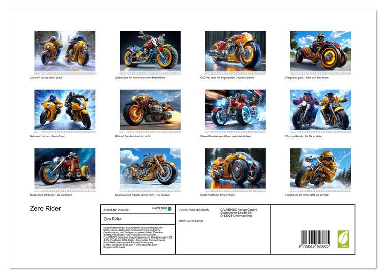 Produktbild: Zero Rider (hochwertiger Premium Wandkalender 2026 DIN A2 quer), Kunstdruck in Hochglanz