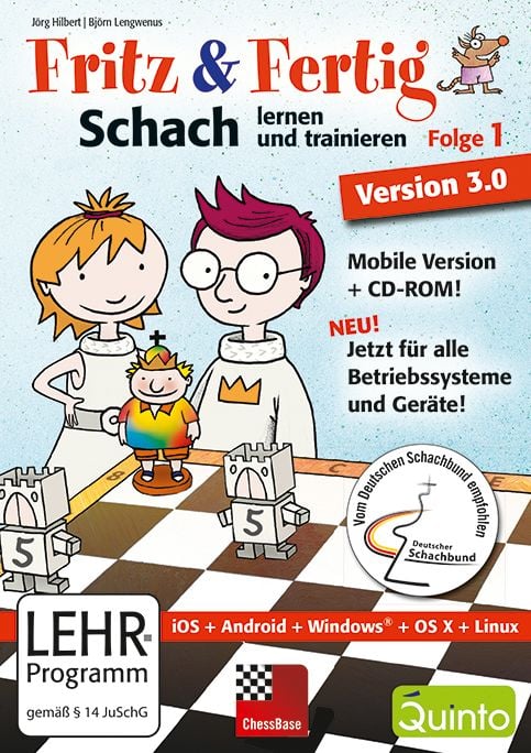 Produktbild: Fritz & Fertig! 1 - Schach lernen und trainieren Version 3.0 (Mobile Version + CD-ROM f&uuml;r iPad, Windows, Android Tablets, Linux, Mac)