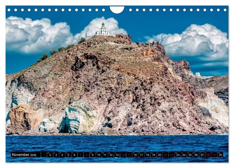 Produktbild: Santorini - Perle in der &Auml;gais (Wandkalender 2026 DIN A4 quer), CALVENDO Monatskalender