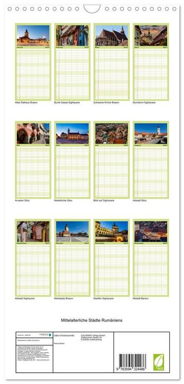 Produktbild: Familienplaner 2027 - Mittelalterliche St&auml;dte Rum&auml;niens mit 5 Spalten (Wandkalender, 21 x 45 cm) CALVENDO