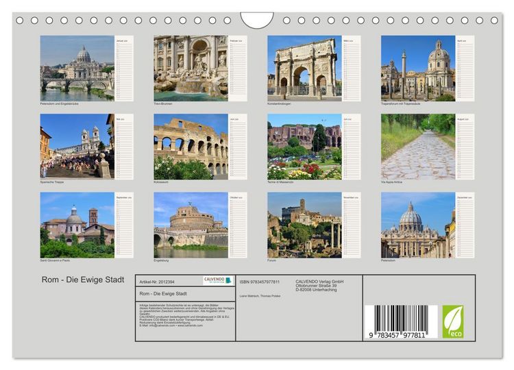 Produktbild: Rom - Die Ewige Stadt (Wandkalender 2026 DIN A4 quer), CALVENDO Monatskalender