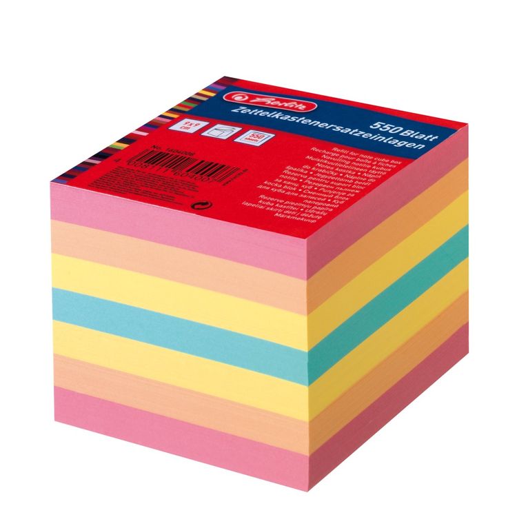 Produktbild: Herlitz Zettel/Einlagen f&uuml;r Zettelkasten 550 Blatt 9x9cm farbig