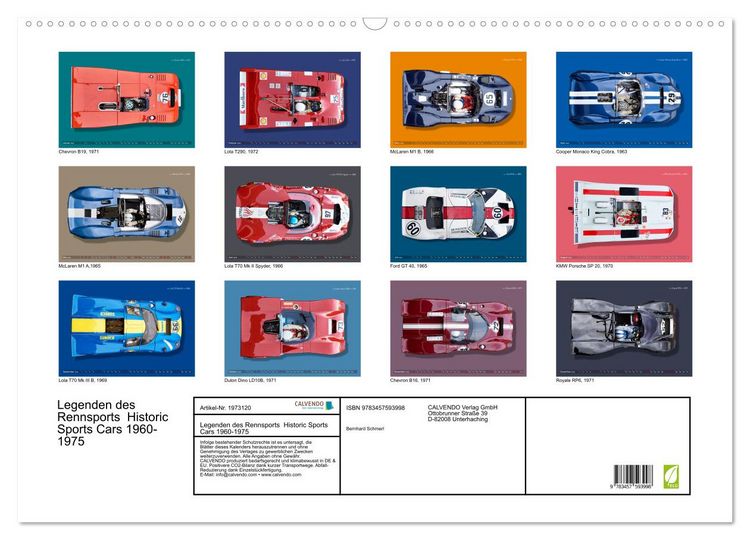 Produktbild: Legenden des Rennsports Historic Sports Cars 1960-1975 (Wandkalender 2026 DIN A2 quer), CALVENDO Monatskalender