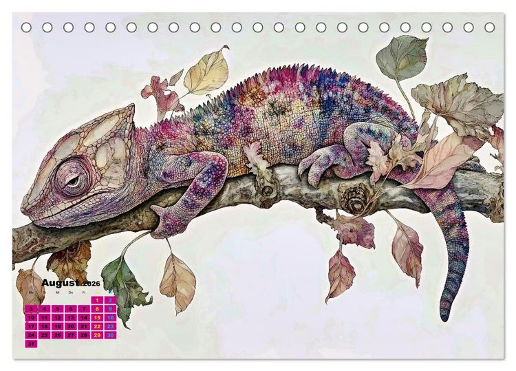 Produktbild: Cham&auml;leon Artwork (Tischkalender 2026 DIN A5 quer), CALVENDO Monatskalender