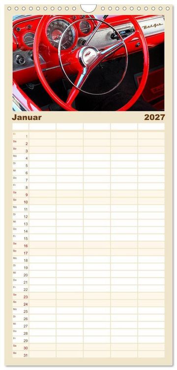 Produktbild: Familienplaner 2027 - Ikonische US-Car Armaturenbretter mit 5 Spalten (Wandkalender, 21 x 45 cm) CALVENDO