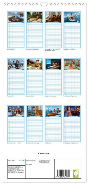 Produktbild: Familienplaner 2026 - K&auml;lteanbeter mit 5 Spalten (Wandkalender, 21 x 45 cm) CALVENDO