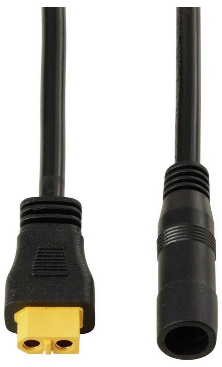Produktbild: TRU COMPONENTS DC-Buchse 2,5/5,5mm auf XT60-Kabel 0,5m TC-13619300 Schwarz Inhalt: 1St.