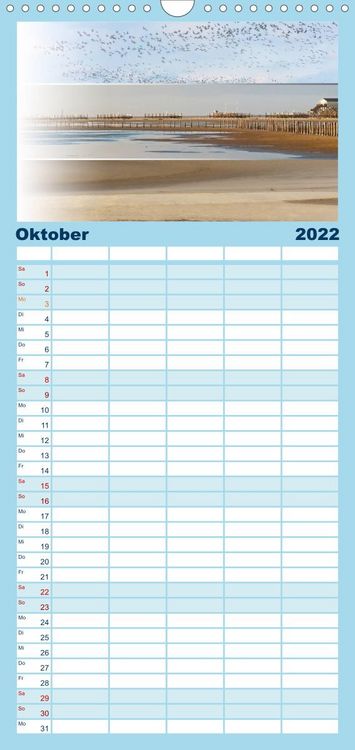 Produktbild: Familienplaner K&uuml;stenstreifen an der Nordsee (Wandkalender 2022 , 21 cm x 45 cm, hoch)