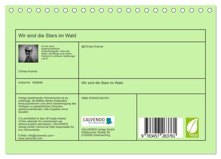 Produktbild: Wir sind die Stars im Wald (Tischkalender 2026 DIN A5 quer), CALVENDO Monatskalender