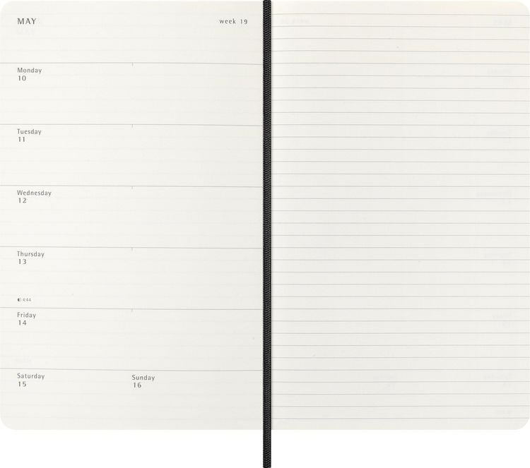 Produktbild: Moleskine 12 Monate Wochen Notizkalender 2027, Large/A5, 1 Wo = 1 Seite, rechts linierte Seite, Weicher Einband, Schwarz