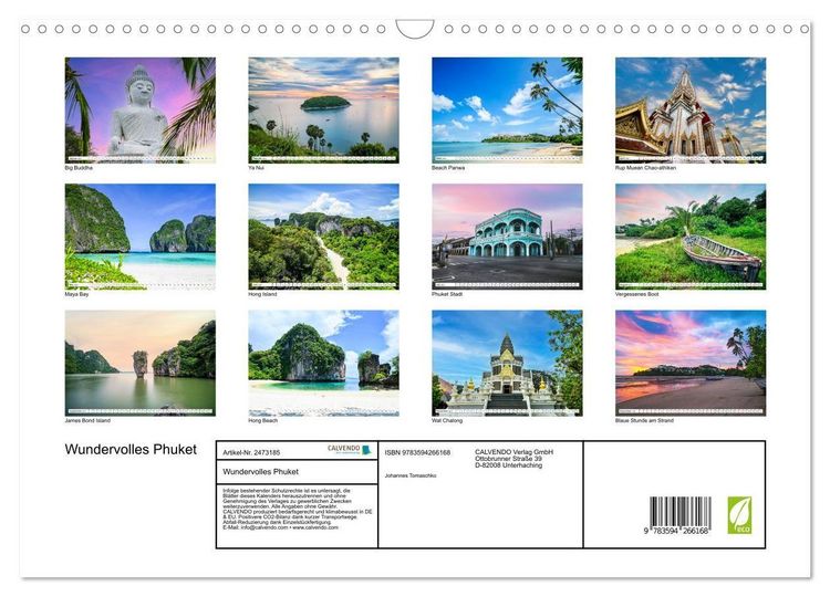 Produktbild: Wundervolles Phuket (Wandkalender 2027 DIN A3 quer), CALVENDO Monatskalender